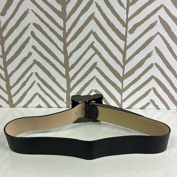 Suzanne Somers Black Big Rhinestone Buckle Genuine Leather Belt Size M - Picture 5 of 5